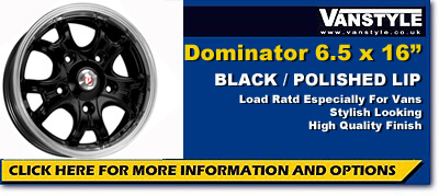 Dominator Black / Polished 16x6.5 5x120 VW Transporter T5