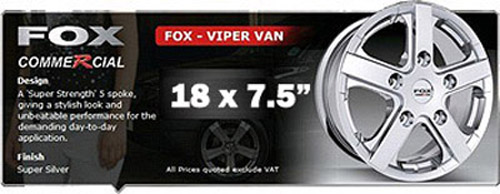 Viper Van Wheel 18x7.5 Super Silver Set of 4 - 5x160 Ford Tansit