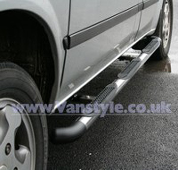 Safety SIDE BARS Polished Black Corner Caps - Ducato Boxer Relay