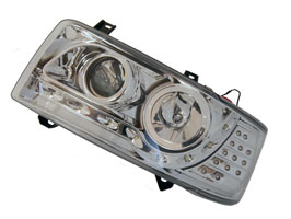 Headlamp Set, Chrome With Audi Style LED, VW T4, Short Nose