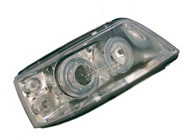 Headlamp Set, Chrome With Angel Eye Side Light, VW T5 2003>09