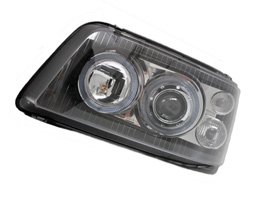 Headlamp Set, Black With Angel Eye Side Light, VW T5 2003>09
