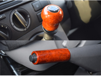 VW T5 03-15 Wood Effect Gear Stick Knob + Hand Brake Cover Kit