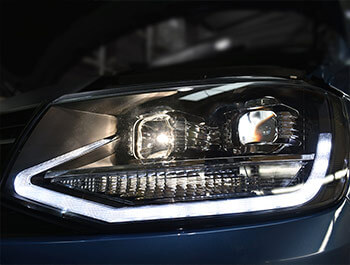 Black LED DRL Headlights + Beam Conversion Kit - VW T6 2015>