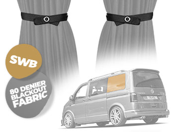 Tailored Blackout Curtain - Grey - Rear Quarter SWB - VW T5/T6