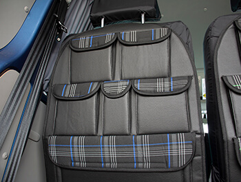 Universal Seat Back Storage Pocket Organizer - Blue Tartan
