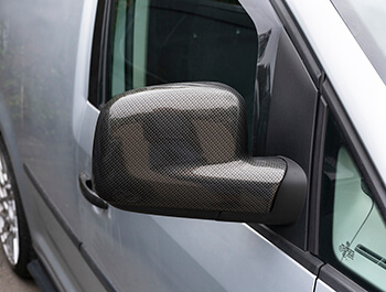 Carbon & Brushed Alloy Effect Mirror Covers VW T5 & VW Caddy