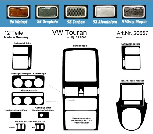 Dash VW Touran Manual Radio RHD - Vanstyle