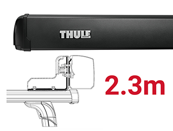 Thule 3200 2.3m Awning - Black + Roof Bar Mounting Brackets