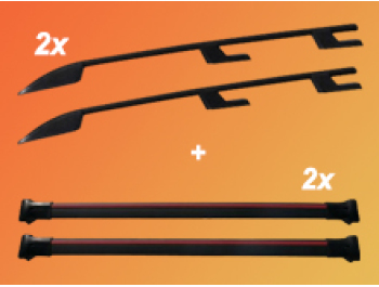Aluminium Roof Rail + Cross Bar Set - Black - Custom 2012-2023