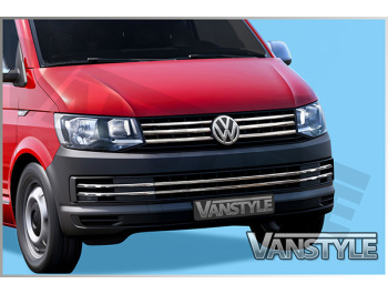 VW T6 Startline Front Upper + Lower Stainless Grille Trim