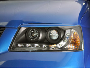 Headlamp Set, Black With Audi Style LED, VW T5 2003>09