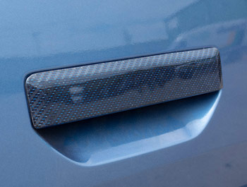 Blue Real Carbon Fibre Tailgate Door Handle Cover - VW T6 2015>