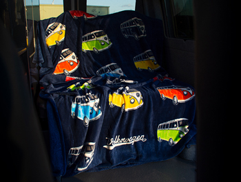 Genuine VW Collection \"VW T1 Bus\" Blue Fleece Blanket