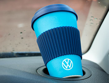 Genuine VW Blue Cup with Silicone Lid & Sleeve