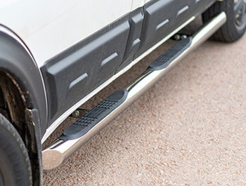 Ford Transit MK6/7 - 76MM Sidebars - 4 Steps Slash Cut - Silver