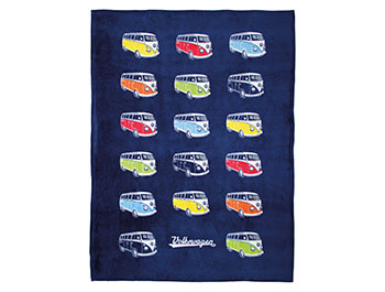 "VW T1 Bus" Genuine VW Collection Blue Fleece Blanket