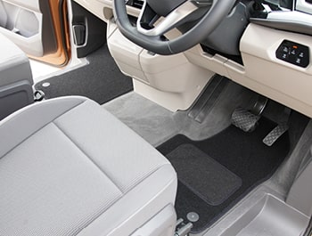 Black Quality Fabric 2pc Front Carpet Mat Set - VW T7 2022- RHD