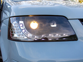 Headlights Set, Black With Audi Style LED, VW T5 2003>09
