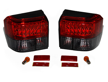 Rear Light Set, Half Smoked & Half Red With LED, VW T4 1990>03