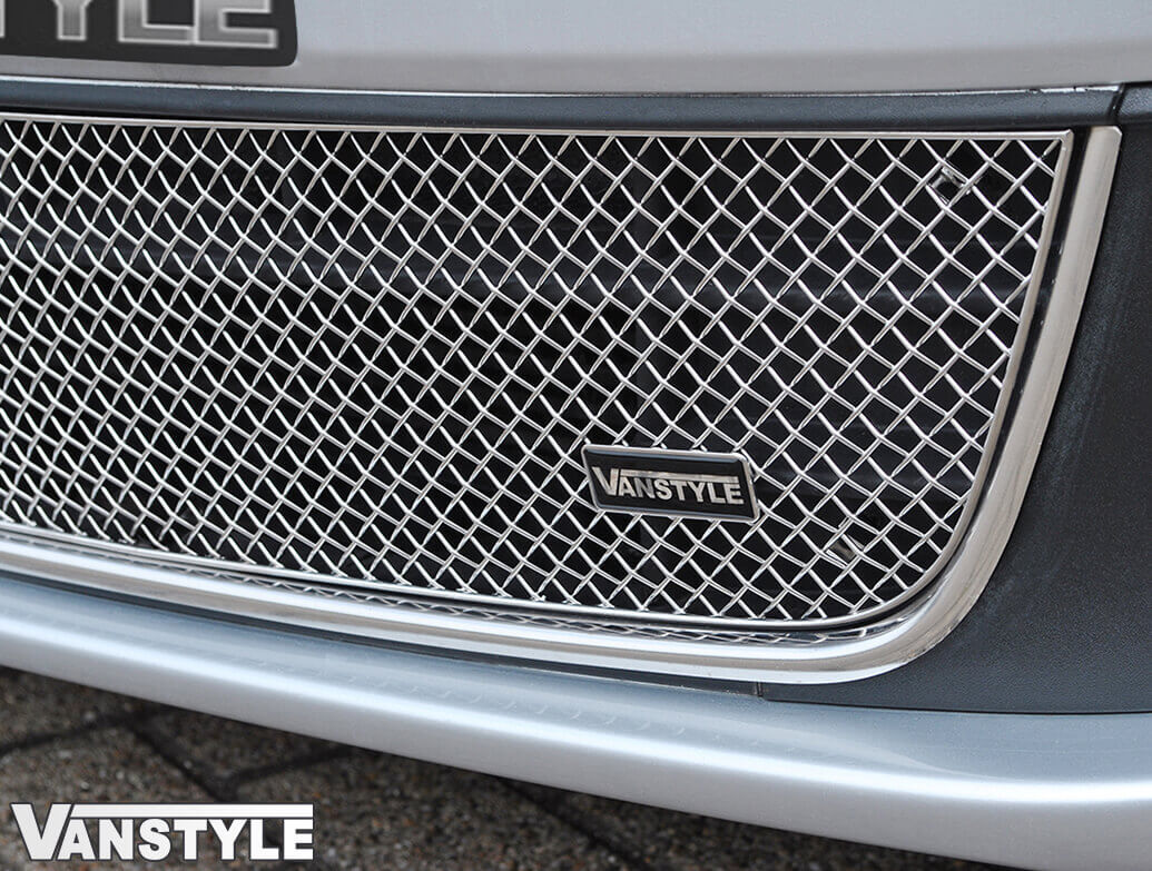 VW Caddy Maxi 1015 Mesh Lower Grille Polished Black 2 Bar Vanstyle