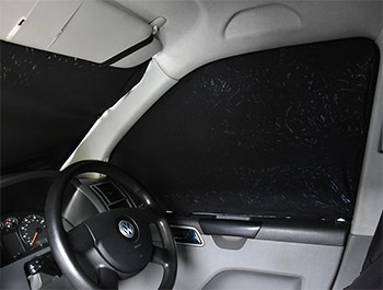 Ford Transit 2014- Tailored Curtains - Cab Front - Black