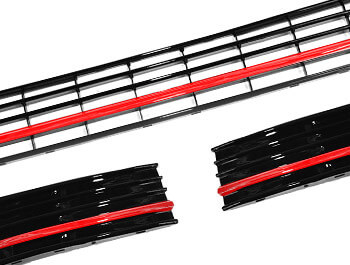 Gloss Red ABS Lower Grille Trim Insert Set - VW T6 2015>