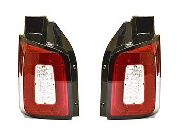 Red & Clear Block Style Twin Door Rear Lights - VW T6 2015>