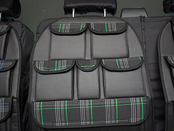 Universal Seat Back Storage Pocket Organizer - Green Tartan