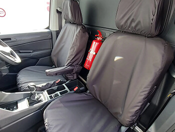 100% Waterproof Tailored Black Front Seat Covers - VW Caddy 21>