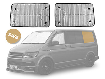 Rear Quarter VW T5 Thermal Screens,VW Transporter Thermal Blinds,SWB,Cab Set+2 