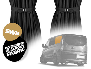 Tailored Blackout Curtain Black - Rear 1/4 SWB LH - Custom 12-23