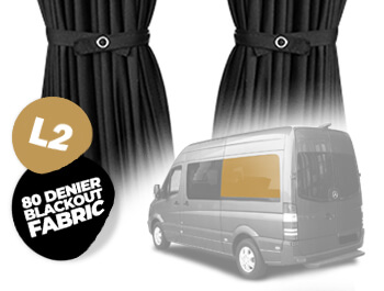 Tailored Blackout Curtain - Black - Rear 1/4 L2 - Sprinter/Craft