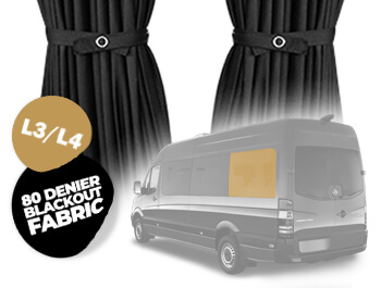 Tailored Blackout Curtain - Black - Rear 1/4 L3/L4 - Sprinter