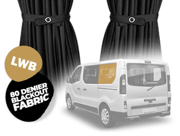 Tailored Blackout Curtain - Black - Rear 1/4 LWB - Vivaro
