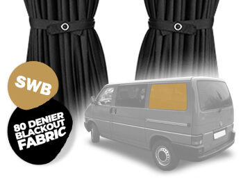 Tailored Blackout Curtain - Black - Rear 1/4 SWB - VW T4