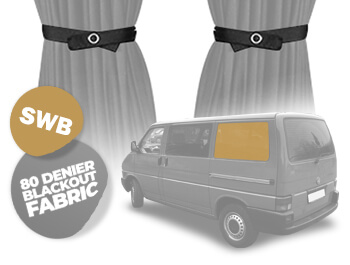 Tailored Blackout Curtain - Grey - Rear 1/4 SWB - VW T4