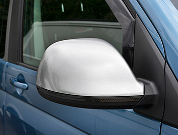 Brushed Silver Effect Mirror Covers VW T5 10-15, T6 & Amarok 10>