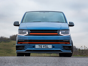 Black With Orange Band Badgeless Grille + 3PC Trims - T6 15-19
