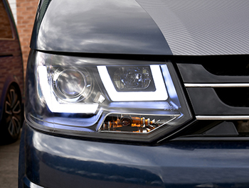 VW T5 LED Type-RS DRL Performance Headlamp 2010-15 Black