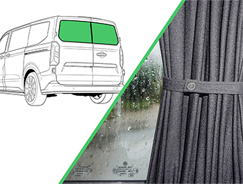 Black Railed Curtain Barn Door Transit Custom Mk2/VW T7
