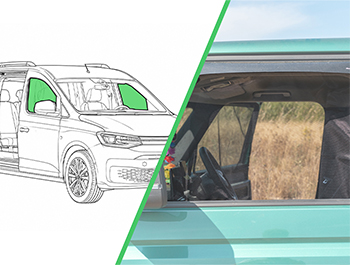 Magnetic Front Cab Window Mosquito Nets Pair - VW Caddy Mk5 2021