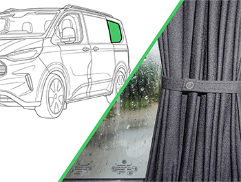 Black Railed Curtain Rear Passenger SWB Transit Custom Mk2/VW T7