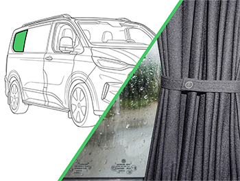 Black Railed Curtain Rear Quarter Right SWB Custom Mk2/VW T7
