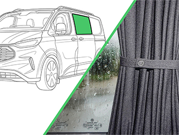Black Railed Curtain Sliding Door Transit Custom Mk2/VW T7