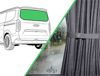 Black Railed Curtain Tailgate Transit Custom Mk2/VW T7