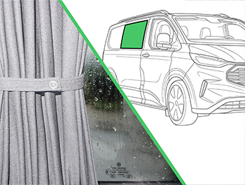 Grey Railed Curtain Driver Side Passenger Window Custom Mk2/T7