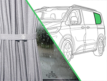 Grey Railed Curtain Rear Passenger SWB Transit Custom Mk2/VW T7