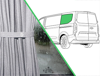 Grey Railed Curtain Rear Quarter Left LWB Transit Custom Mk2/VW