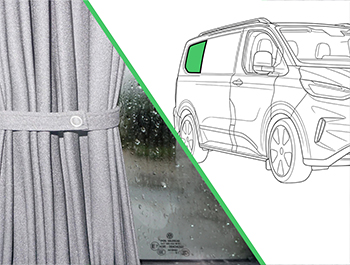 Grey Railed Curtain Rear Quarter Right LWB Transit Mk2/VW T7